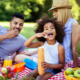 Family enjoying picnic outing